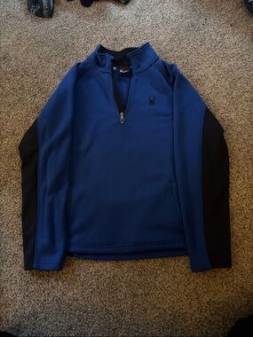Mens Spyder Blue and Black Quarter-Zip Pullover